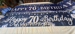 70Th Birthday Banners, 2 large banners. And 11 – “70” Glitter Birthday Pics