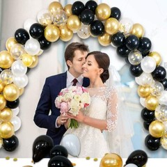 120PCS Balloon Arch Garland Kit Party Supplies, 5 Inch 12 Inch Black Gold White
