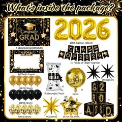 2026 Graduation Decorations Class of 2026 Black and Gold