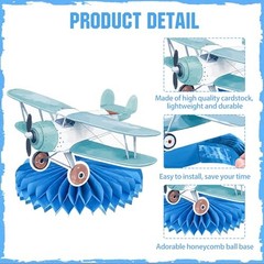 10Pcs Airplane Party Decorations – Honeycomb Centerpieces Table