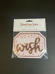 Amscan Pink Metallic ‘Make a Wish’ Birthday Party Decor Standing Sign 5.7 x 4.5″
