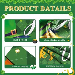 3 PCS St. Patrick’s Day Banner Decorations Happy St. Patrick’s Day Fence Banner