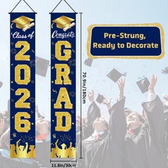 Graduation Decorations 2026, Navy Blue and Gold Door Porch Signs, Graduation …