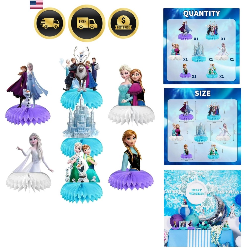 Frozen Birthday Party Supplies Honeycomb Centerpieces 7Pcs Frozen Decorations
