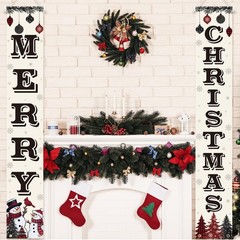 Christmas Decorations Merry Christmas Banner Xmas Porch Door Sign 75″ x 12″ R…