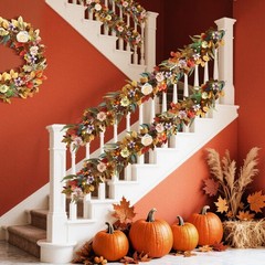 Fall Garland with Lights, 6 FT Leaves Vine 1 Pack 6 Ft, Floral