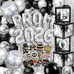 Graduation Prom 2026 Decorations – Balloon Garland, Foil Fringe, Disco Ball Prop