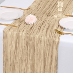 28 Pack Beige Cheesecloth Table Runner 17×108 Inch Semi Sheer Boho Gauze Chee…