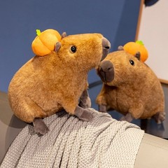 Cute Capybara Plush Toy with Mini Pumpkin Fall Stuffed Animal Decor Gift