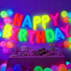43 Pcs Neon Birthday Party Decorations Glow in the Dark Party Supplies Happy Bir