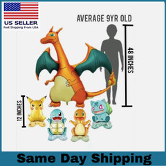HUGE Pokemon Charizard Birthday Party Balloon 4ft Tall !! & 4pc Table Balloons