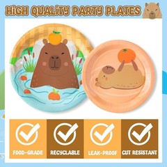 Charming Capybara-Themed Tableware Set for 24 Guests – Perfect for Kids’ Parties