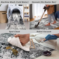 2×3 Washable Entryway Rug – Non-Slip Modern Abstract Neutral Small Throw A