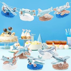 10Pcs Airplane Party Decorations – Honeycomb Centerpieces Table