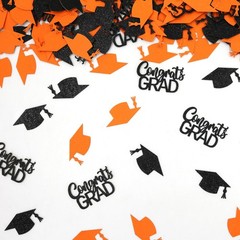 200 PCS Orange Black Graduation Confetti Class Of 2026 Glitter Table Scatter