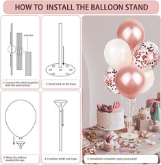 Birthday Decorations for Women, 229 Pcs Rose Gold and Black Happy Birthday Suppl