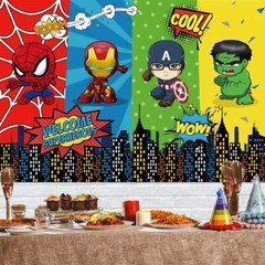 Superhero Party Supplies Birthday Backdrop Banner Birthday Decorations 7x5ft