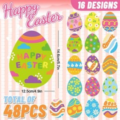 48 PCS Colorful Easter Egg Shape CutOuts Spring Cardboard Paper DIY Crafts