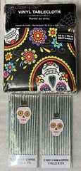 Meri Meri Sugar Skull Party Decor Lot – Tablecloth & Drink Straw Halloween NEW
