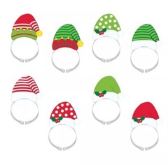 Santa and Elf Hat Headbands 8 Per Package Party Favors Adjustable