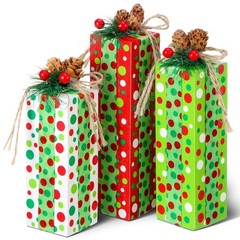 3 Pcs Christmas Table Centerpieces Xmas Wood Gift Boxes Decor Rustic Faux Pre…