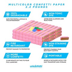 Multicolor Confetti Paper 2.2lbs Biodegradable Non-Staining Fire-Resistant