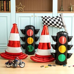 6 Pcs Race Car Party Decorations Set Traffic Light Balloons Traffic Cones Whi…