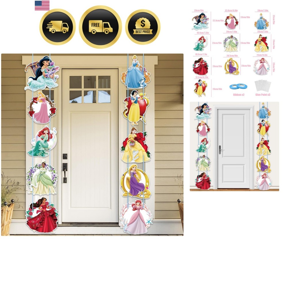 Princess Birthday Party Supplies Banner Door Sign Decorations for Adults