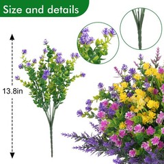 Hananona 24 Pcs Artificial Flowers Outdoor, Faux Artificial Plants UV Resista…
