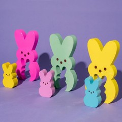 | Peeps | 9” Collectible Yellow and Blue Wooden Nesting Bunnies