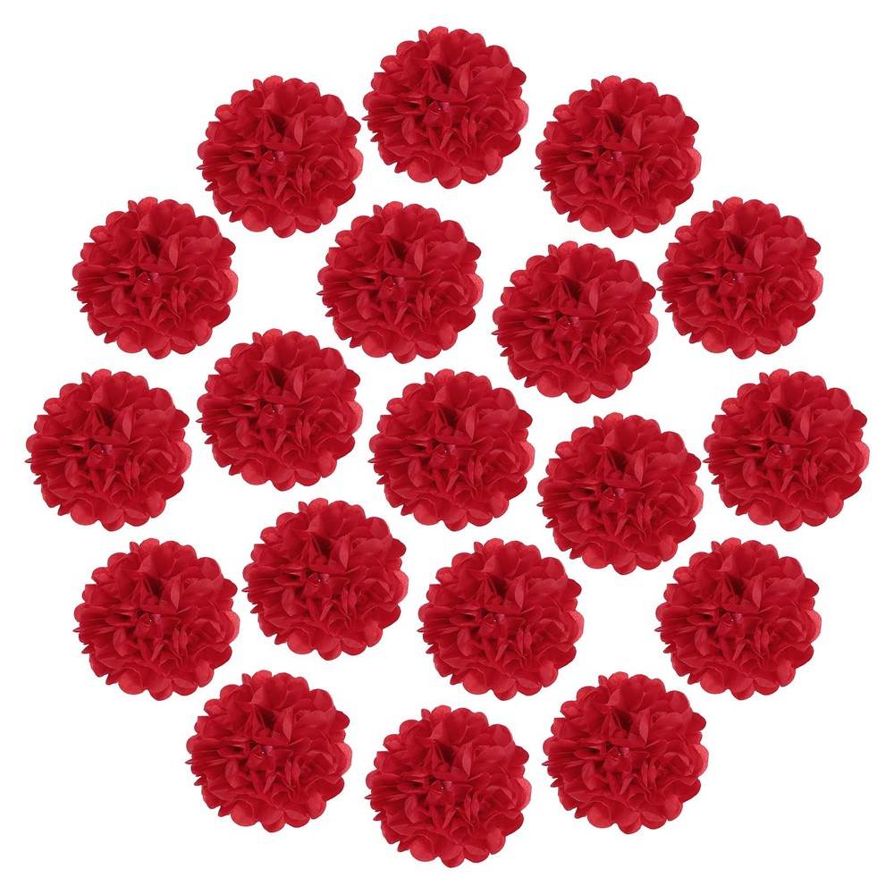 20 PCS Tissue Paper Pom Poms 4 Inch Large Paper Flowers Wall Decor Red