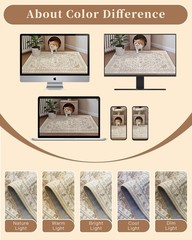 Madane Runner Rug 2×8, Washable Hallway 2′ x 8′ (Runner), Beige/Blue