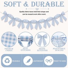 8 ft Sky Blue Bow Garland Decorations Blue Fabric Bow Banner Hanging Banner f…