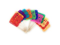 Set of 24 Pcs Multi-Colored Mini Mexican Paper Papel Picado Tissue Banner Fla…