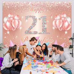 Happy 21St Birthday Banner Backdrop – 21 Birthday Party Decorations Supplies for