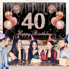 Rose Gold Black 40th Birthday Decorations Backdrop Balloon Arch Garland Kit Wome