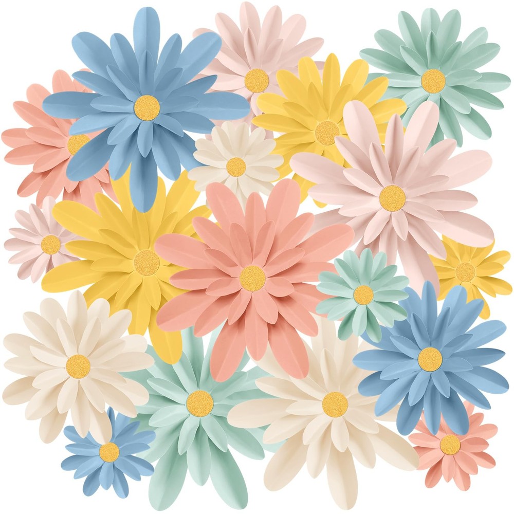 18 Pcs Bright Color Paper Flowers DIY Decorations for Wall Classroom Office &…