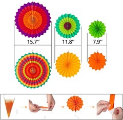 Complete 35PC Fiesta Paper Fan & Pom Pom Set – Decorations for Every Celebration