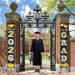Graduation Decorations 2026 Class of 2026 Black Gold Silver Party Supplies