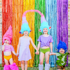 2 Pack Rainbow Foil Fringe Curtains 3.3×6.6 Ft Party Backdrop Decorations