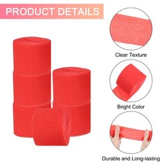 Crepe Paper Streamers 6 Rolls 196.8ft for Decoration, Red(1.4 in x 32.8 Ft/Roll)