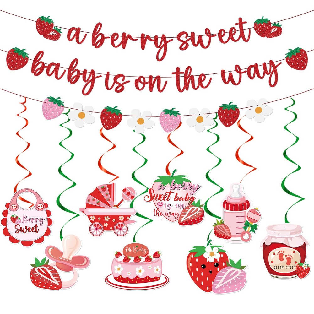 Strawberry Baby Shower Decorations – A Sweet Baby Is on the Way Banners Cute …