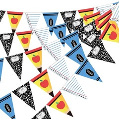 49 ft Back to School Decorations – Composition Notebook Pennant Banner, Apple, C
