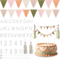 94 Pcs Personalized Felt Triangle Bunting Cake Banner Set, DIY Handmade Flag Ban