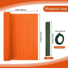 8 Rolls Pumpkin Colors Crepe Paper Streamers 10 x 98Inch Sheets DIY Flowers