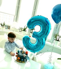 40 Inch Blue 3 Large Number Balloon, 3 13 23 30 33 36 Blue Birthday Party Dec…