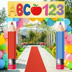 4 Pcs Kindergarten Preschool Back to School Decoration Large Abc 123 Backdrop…