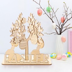 2 Set Egg Tree Wood Crafts DIY 8.6inch Tabletop Centerpiece Table Sign for Pa…