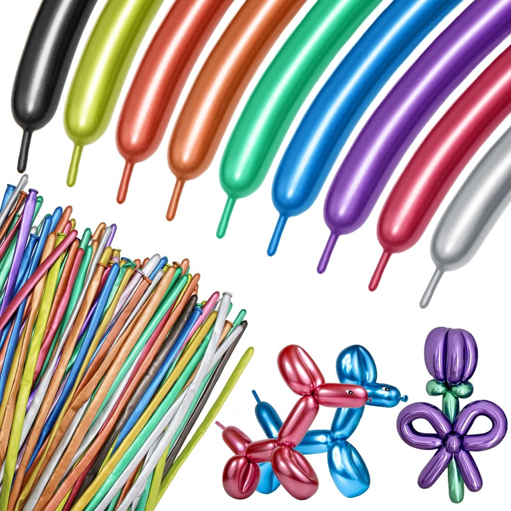 100Pcs 260 Balloons Metallic Long Balloons for balloon animals, Thickening Sk…