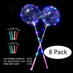 LED Light Up Bobo Kit 8 pack flashing handles sticks connectors cup NO BALLOONS